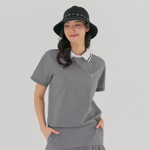 23SS 여성 체크 서커 카라 반팔 티셔츠 TWTYM6107-199